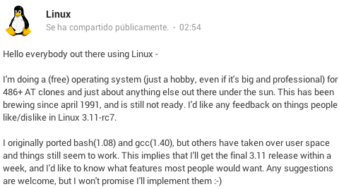 Kernel de Linux: 22 aniversario